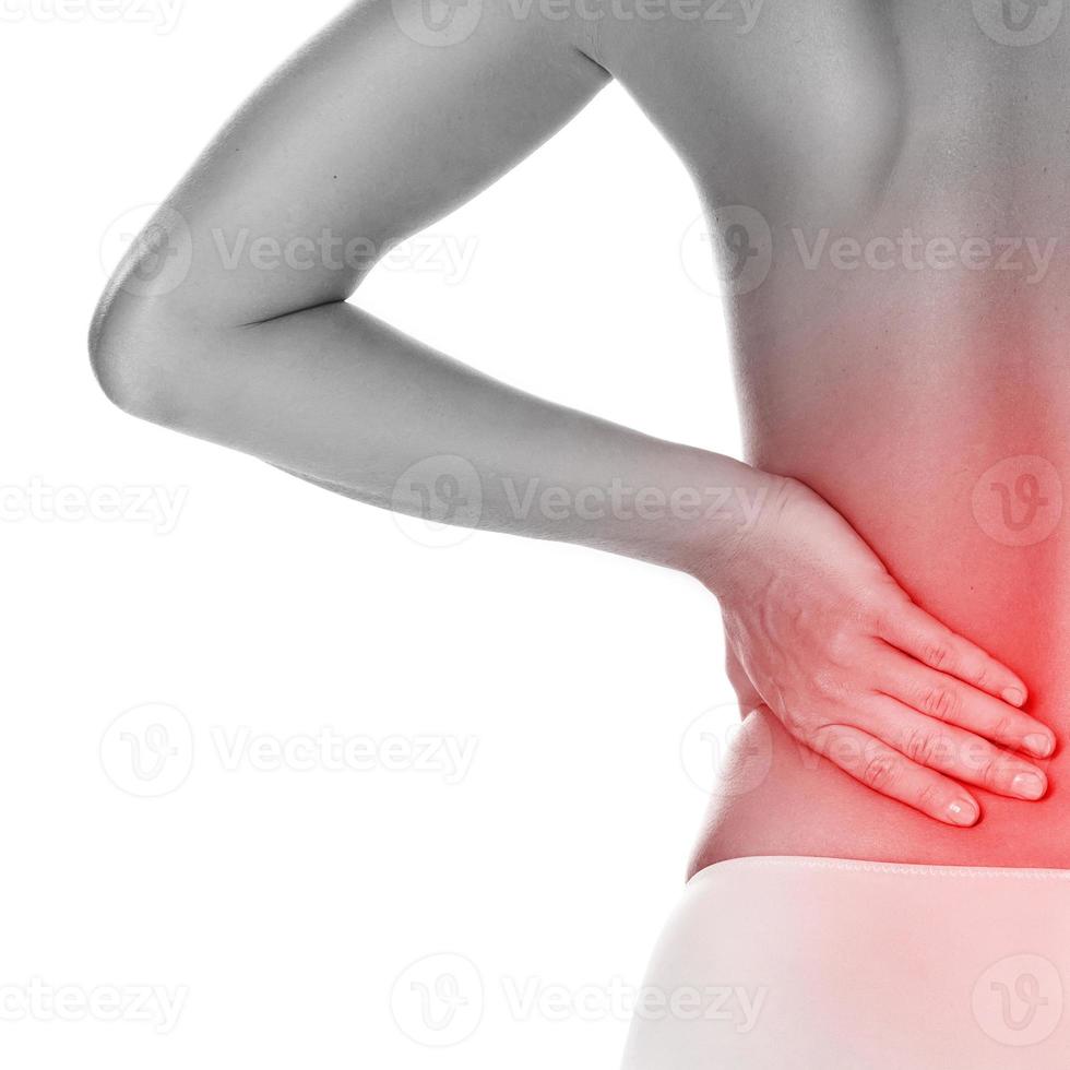 Woman with soruce of pain in her back photo