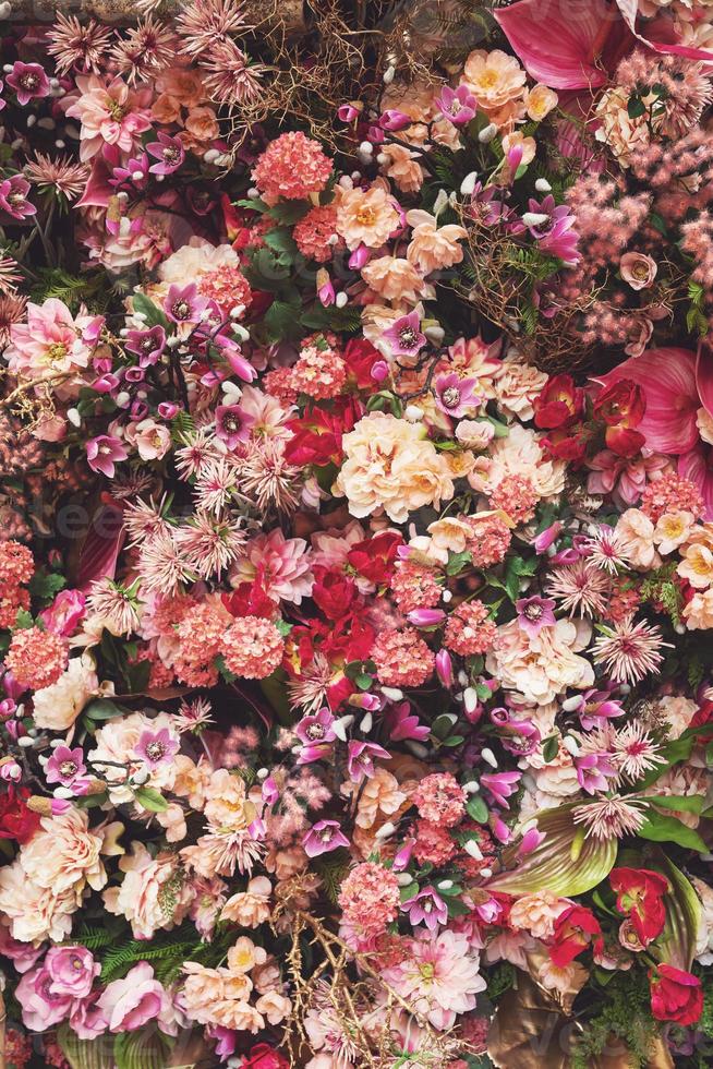 Background with a lot of different beautiful flowers photo