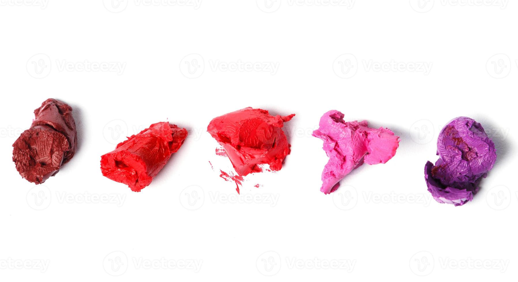 Different multi colored samples of a smudged lipstick photo