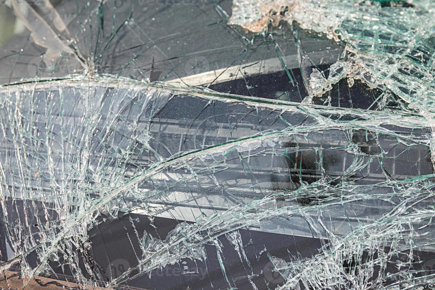 textura de parabrisas roto después de un accidente automovilístico foto