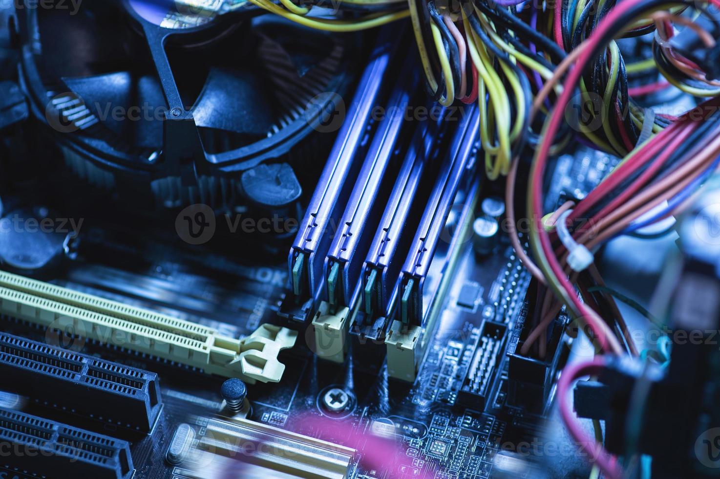 Different computer parts inside the personal computer photo