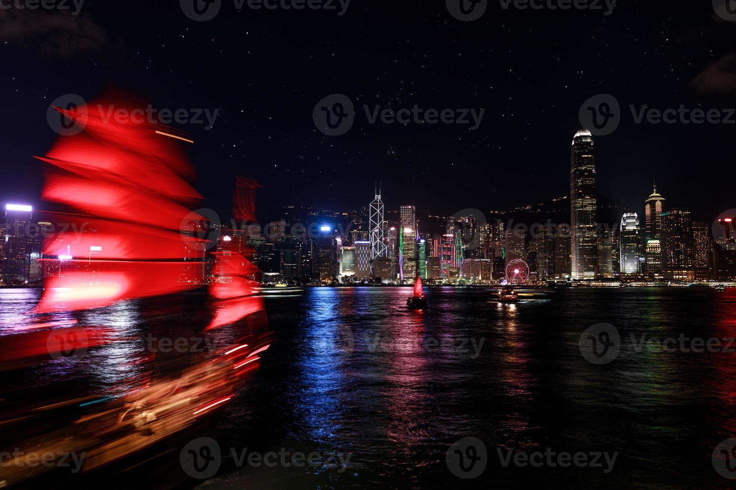 Night Hong Kong view from the Victoria Harbour photo