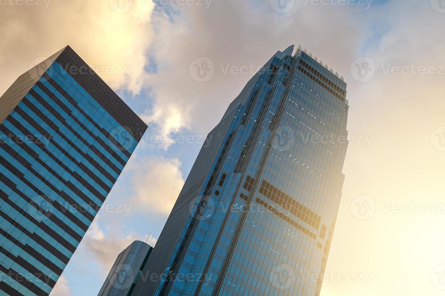 Modern city with a tall skyscrapers in Hong Kong photo