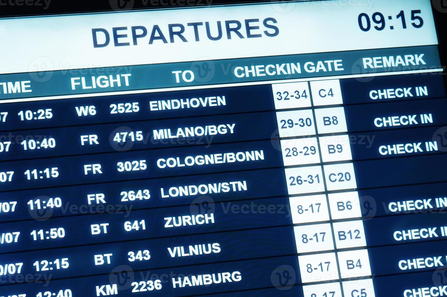 LED flight information display in an airport photo