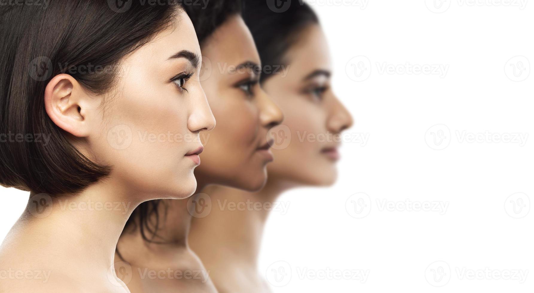 Multi-ethnic beauty and skincare. Group of women with a different ethnicity. photo