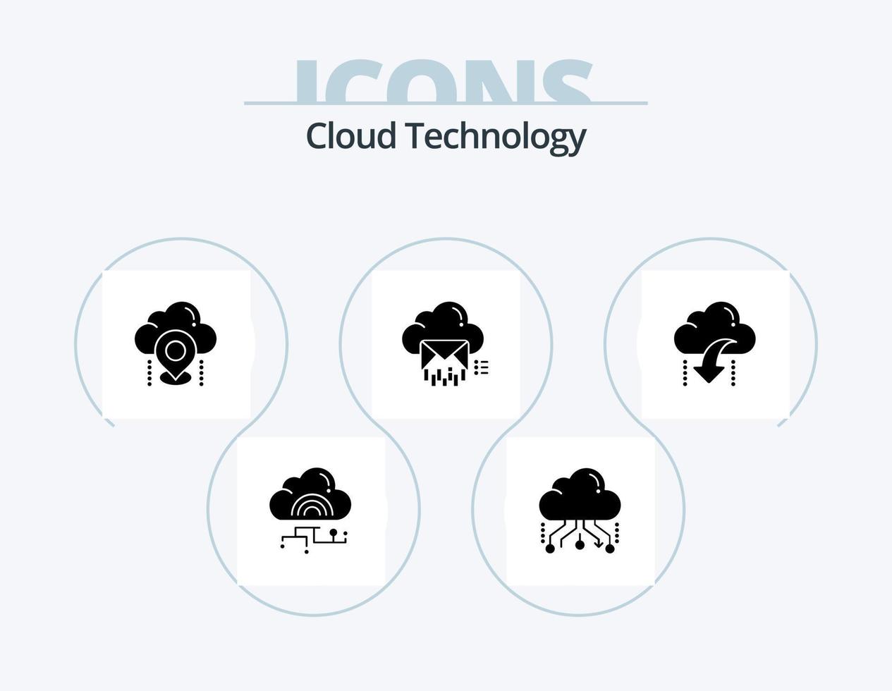 paquete de iconos de glifo de tecnología de nube 5 diseño de iconos. Email. nube. la red. GPS. nube vector