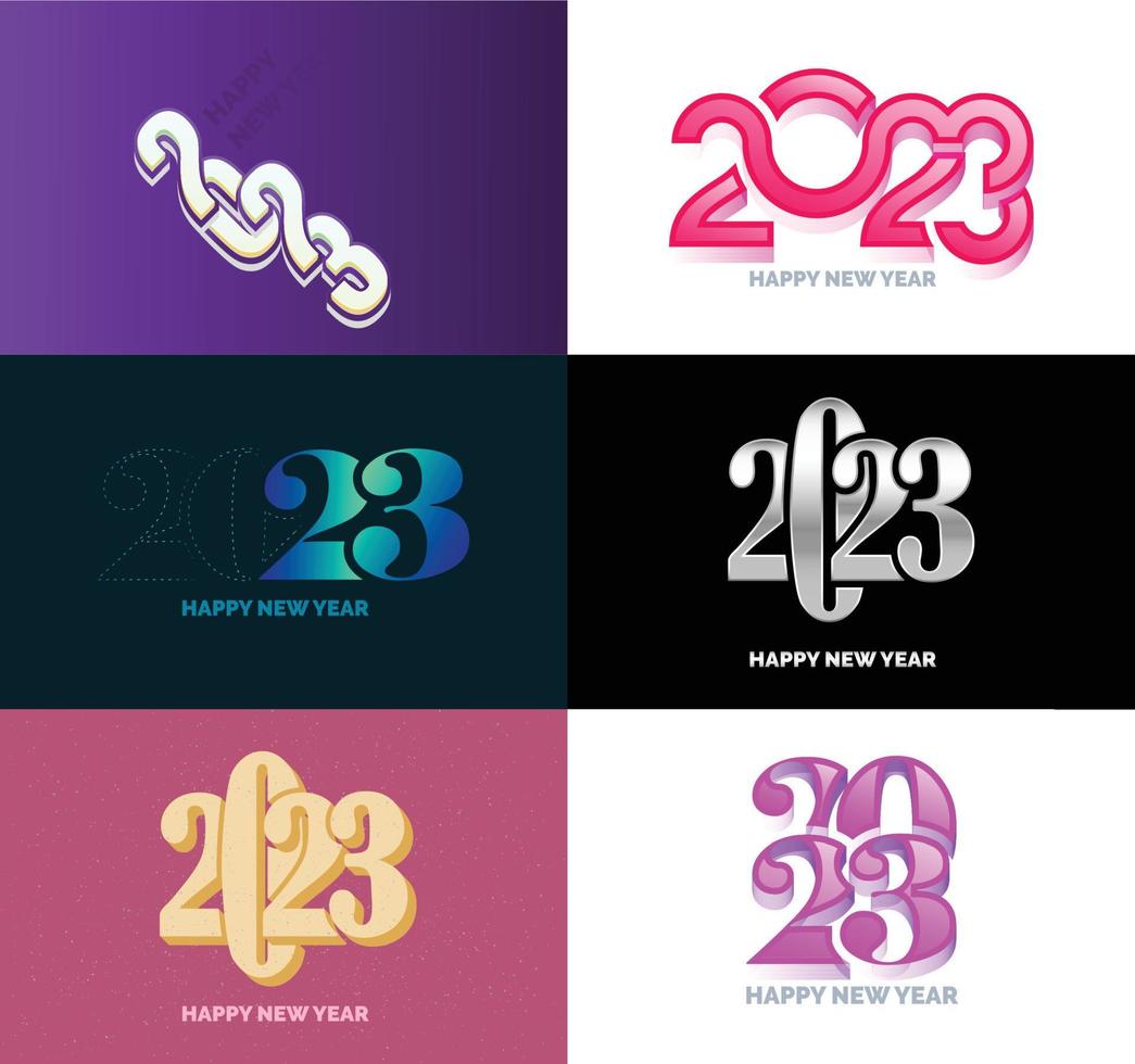 Big Collection of 2023 Happy New Year symbols Cover of business diary for 2023 with wishes vector