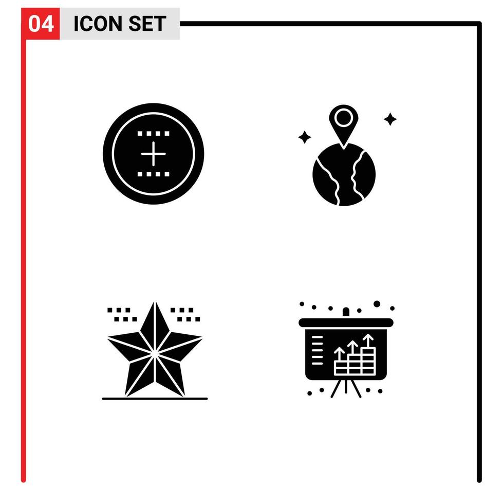 grupo universal de símbolos de icono de 4 glifos sólidos modernos de añadir elementos de diseño de vectores editables de navidad y vacaciones de mapa