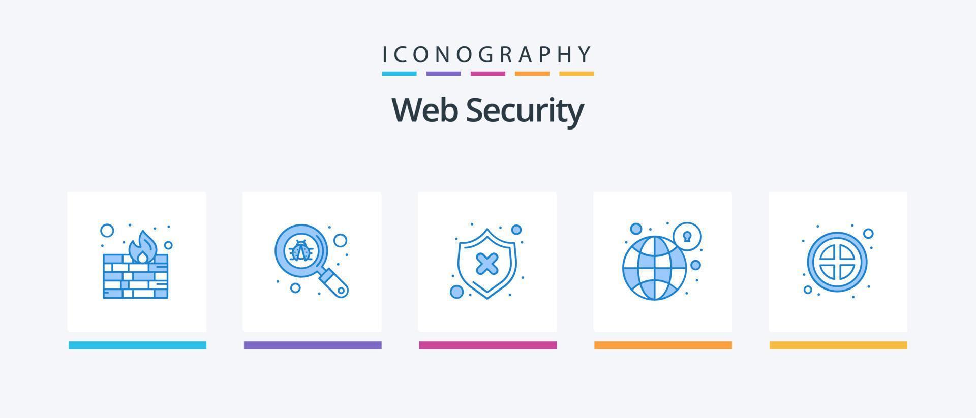 Web Security Blue 5 Icon Pack Including ban. protection. protect. padlock. global. Creative Icons Design vector