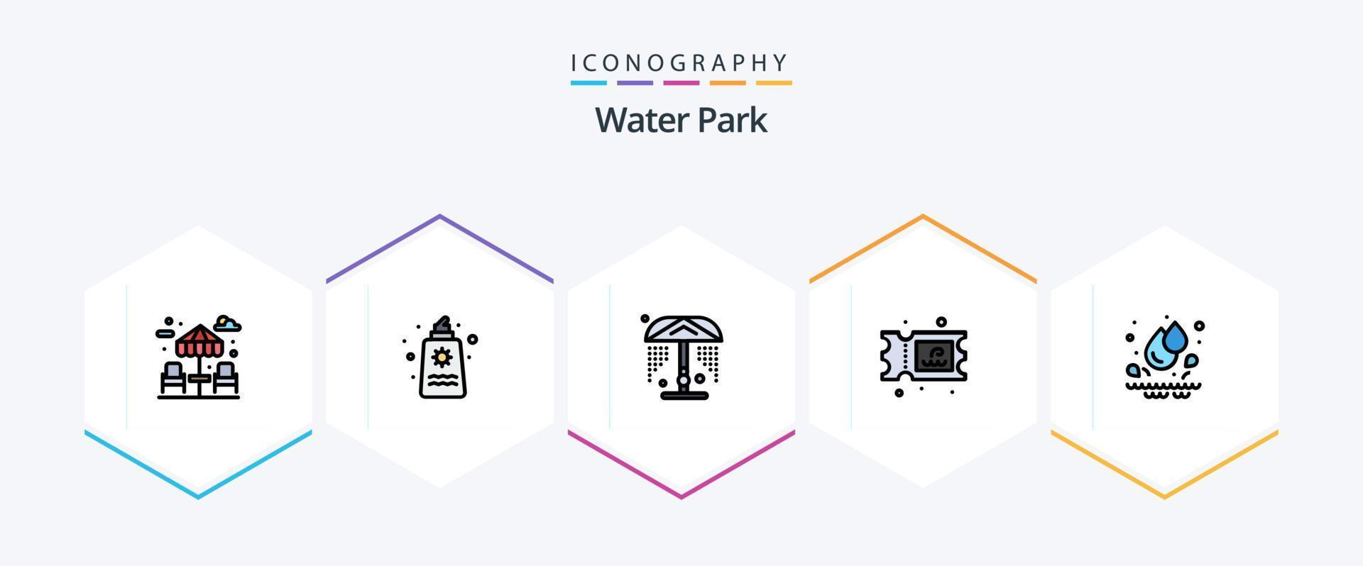 Water Park 25 FilledLine icon pack including . water. shower. drops. water vector