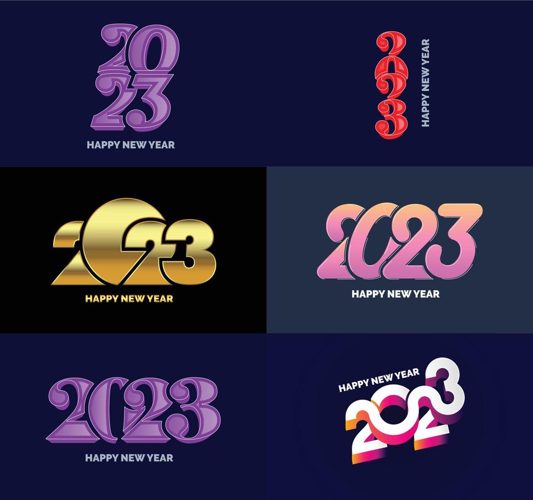 Big Collection of 2023 Happy New Year symbols Cover of business diary for 2023 with wishes vector