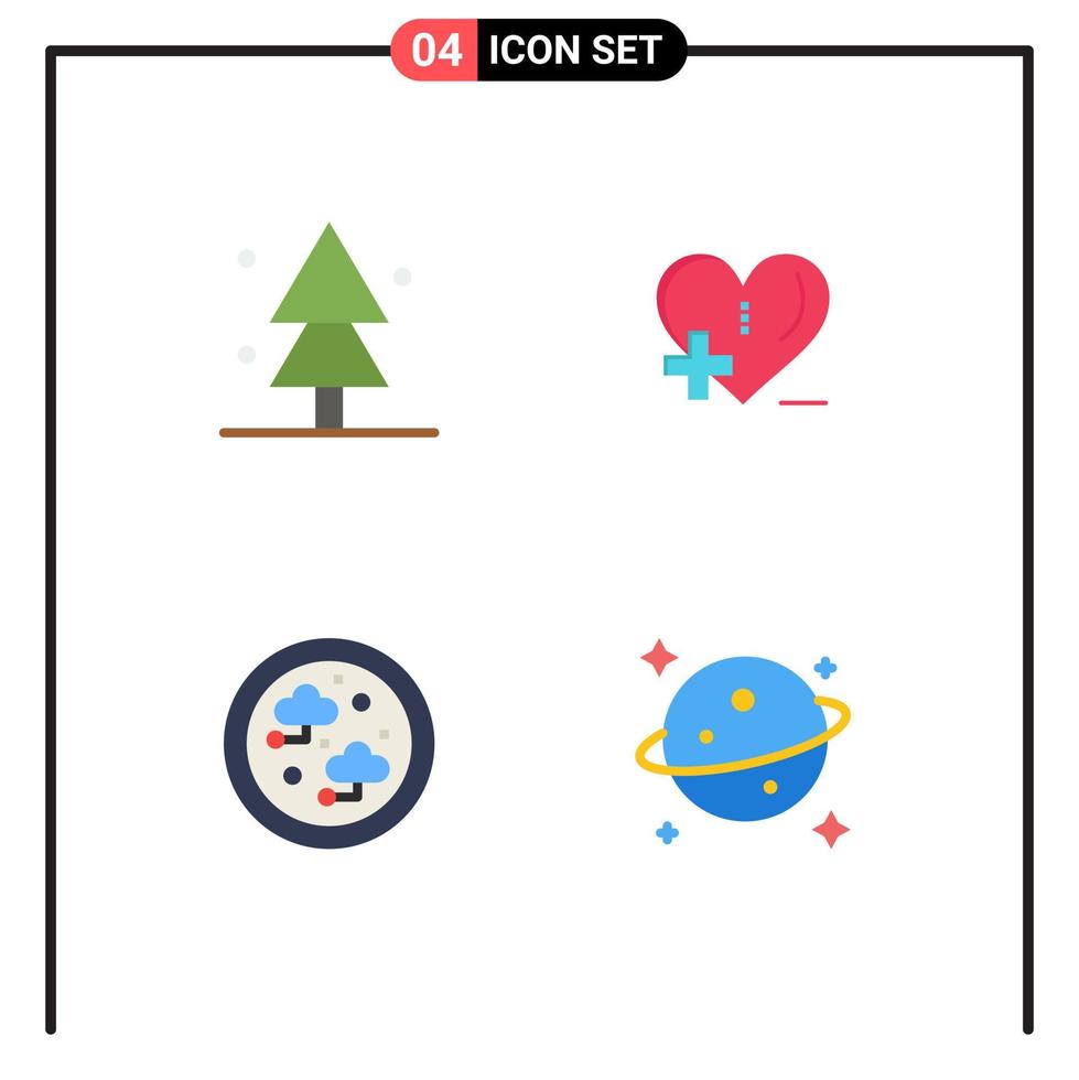 4 Flat Icon concept for Websites Mobile and Apps forest internet tree hospital technology Editable Vector Design Elements