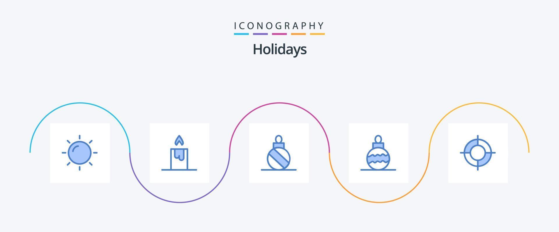 Paquete de 5 iconos de vacaciones azul que incluye. objetivo. bola de Navidad. localización. Navidad vector