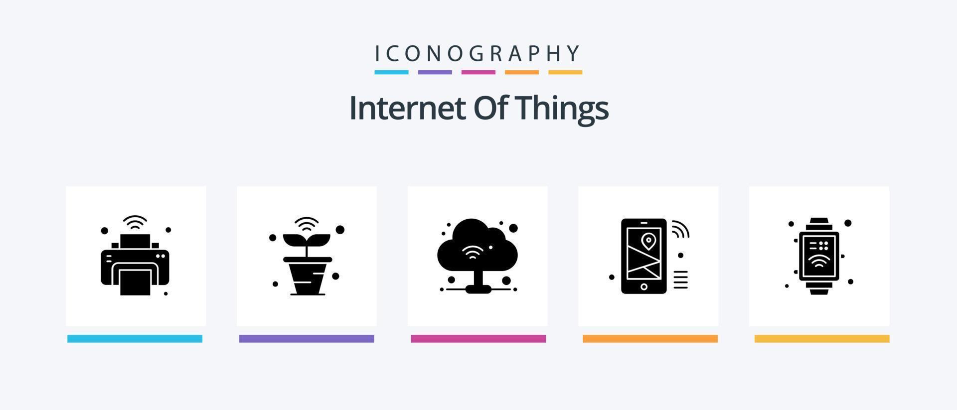 Internet Of Things Glyph 5 Icon Pack Including wifi. location. things. iot. wifi. Creative Icons Design vector