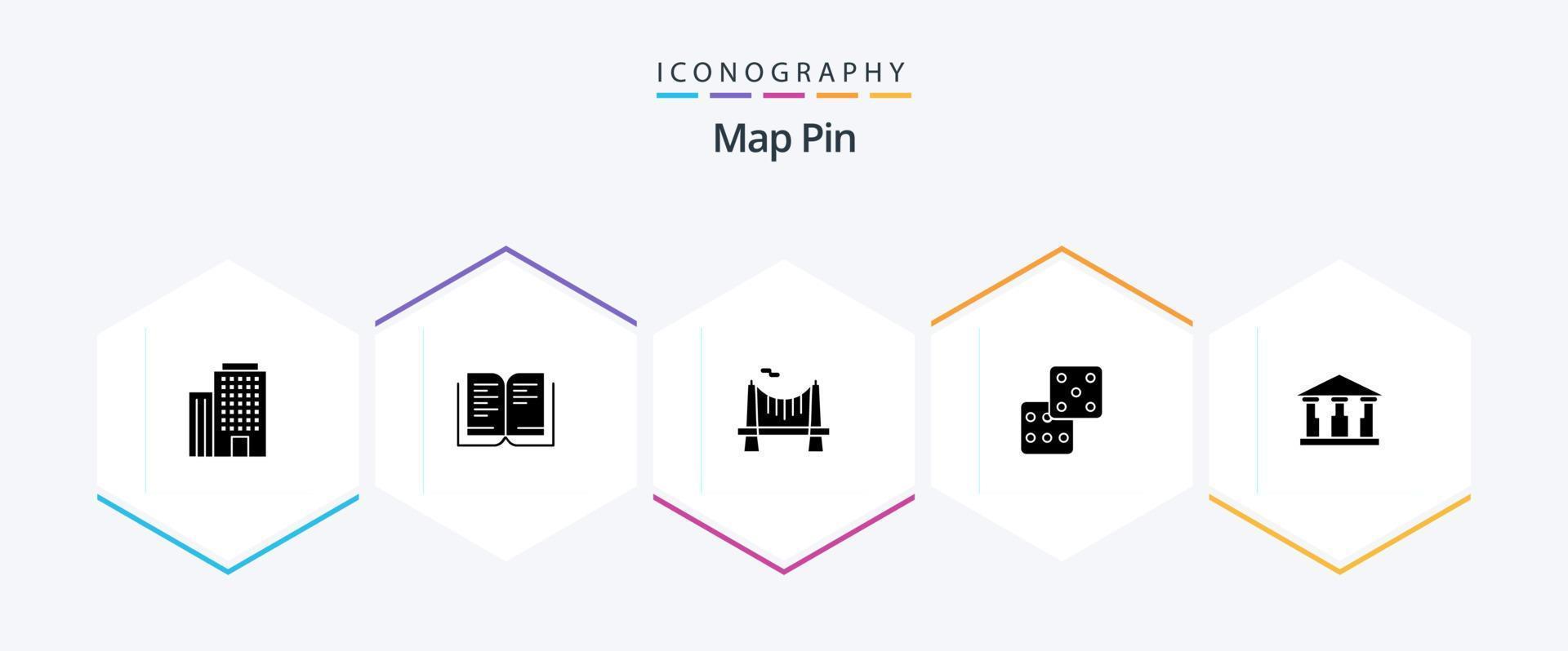 Map Pin 25 Glyph icon pack including . mony. river. building. gambling vector