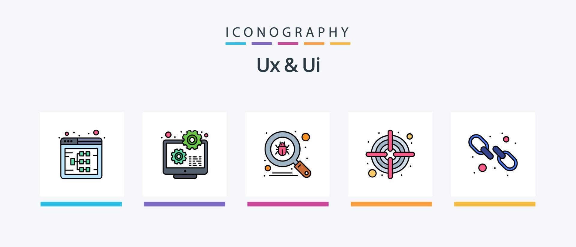 Ux And Ui Line Filled 5 Icon Pack Including . user interface design. wireframe. ui sliders. page. Creative Icons Design vector