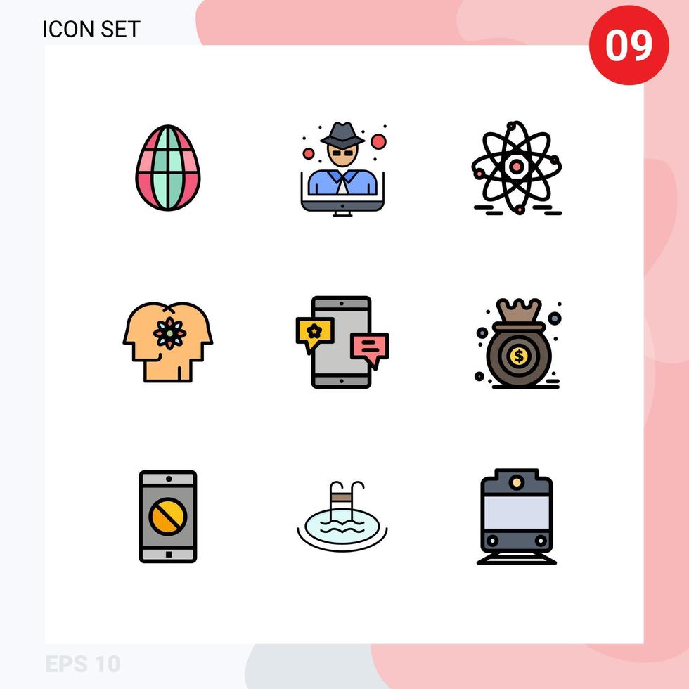 Stock Vector Icon Pack of 9 Line Signs and Symbols for media chat education people improvement Editable Vector Design Elements