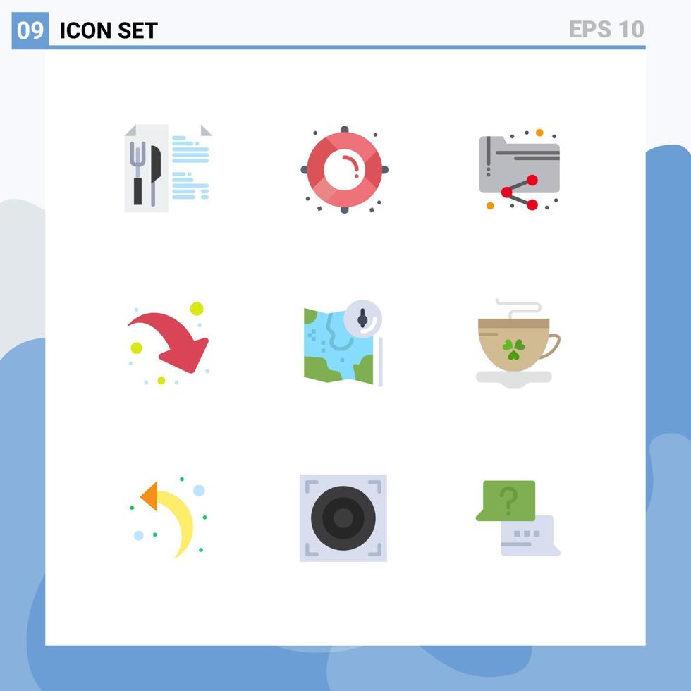 Modern Set of 9 Flat Colors and symbols such as track google analytics map share Editable Vector Design Elements