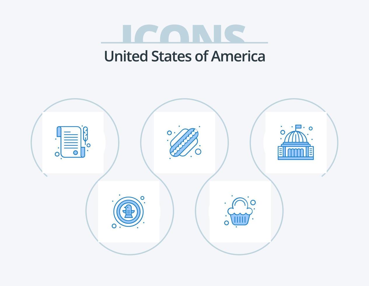 usa blue icon pack 5 diseño de iconos. casa. sitio. celebracion. estados americano vector