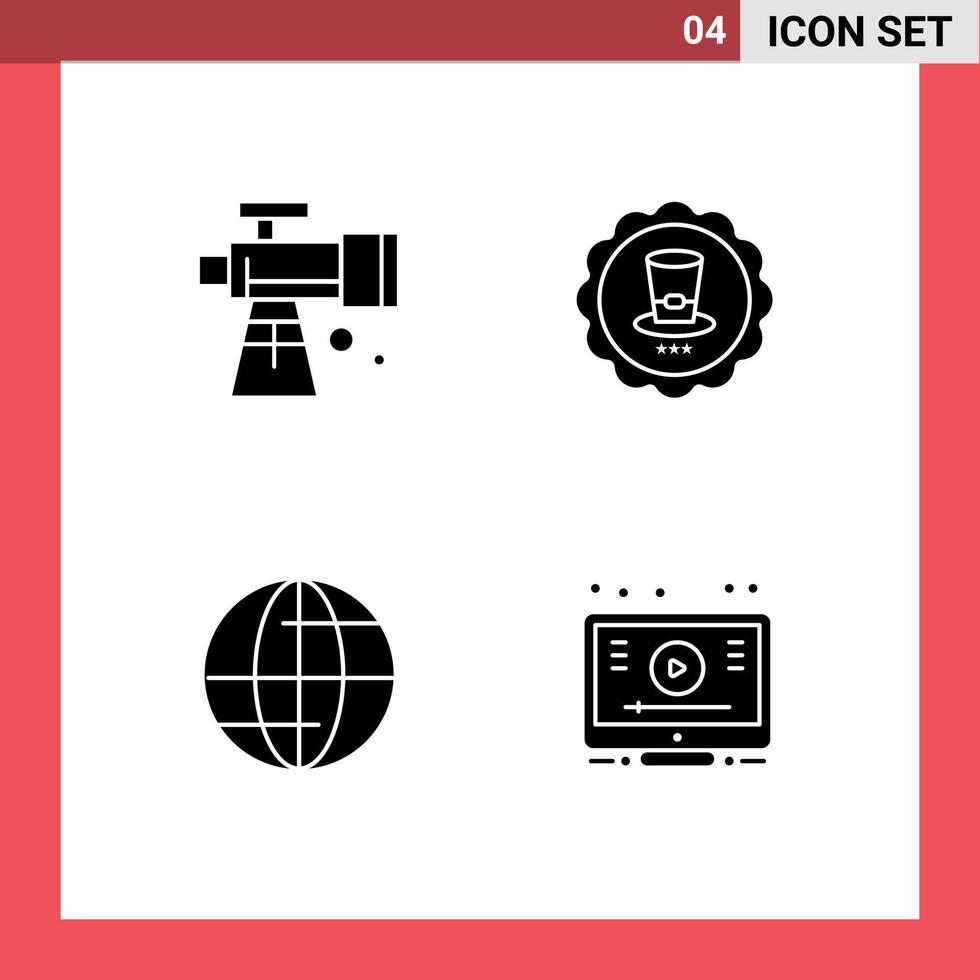 Stock Vector Icon Pack of 4 Line Signs and Symbols for astronomy globe telescope sign learn Editable Vector Design Elements