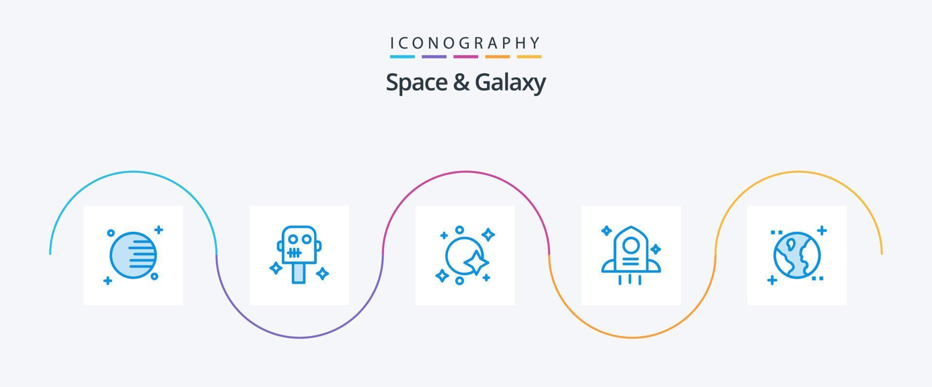 Space And Galaxy Blue 5 Icon Pack Including . earth. satellite. astronomy. rocket vector