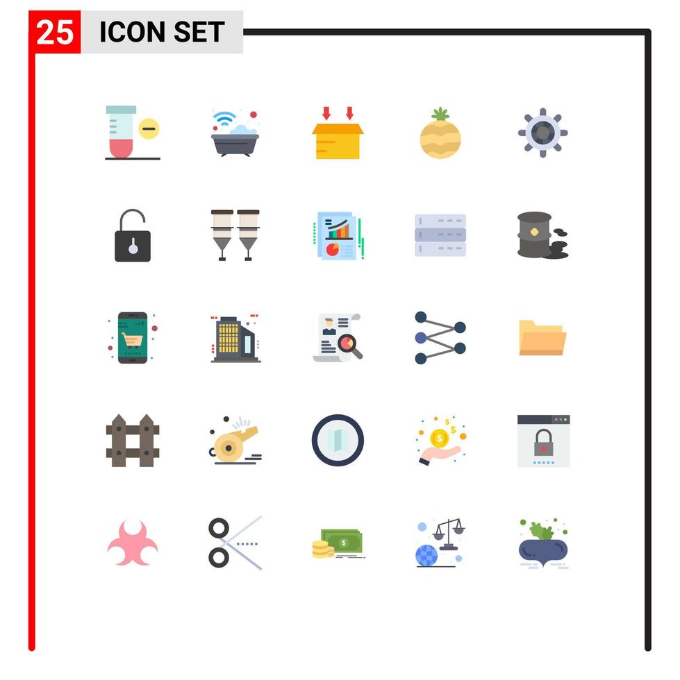 paquete de iconos de vector de stock de 25 signos y símbolos de línea para elementos de diseño de vector editables de piña de barco de caja de rueda de candado