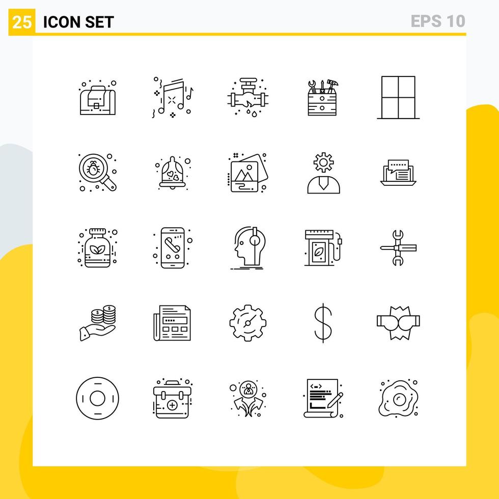 Line Pack of 25 Universal Symbols of room home plumber furniture carpenter Editable Vector Design Elements