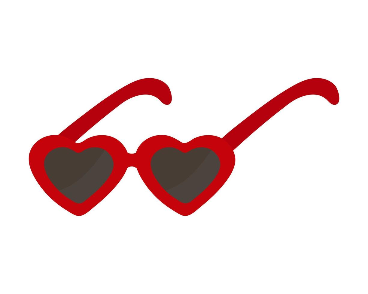 Cartoon red sunglasses with heart shape. Illustration isolated on white background. Love and Valentine's Day concept. vector