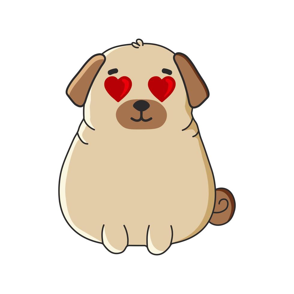 lindo pug de dibujos animados enamorado. feliz tarjeta de felicitación del día de san valentín. ilustración vectorial vector