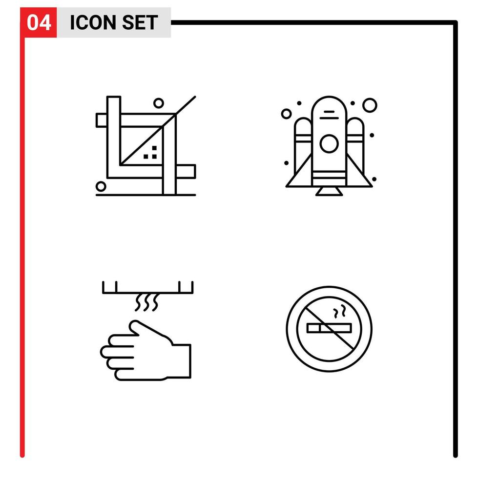 paquete de iconos de vector de stock de 4 signos y símbolos de línea para codificar elementos de diseño de vector editables de secador de nave espacial de desarrollo de baño