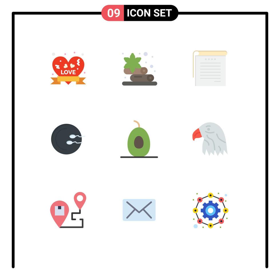 9 Thematic Vector Flat Colors and Editable Symbols of fruits avocado notes medicine medical Editable Vector Design Elements
