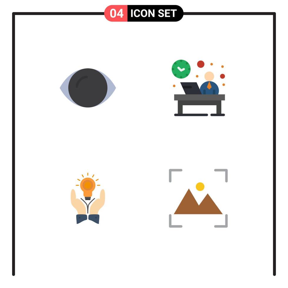 4 concepto de icono plano para sitios web móviles y aplicaciones solución ocular visión hotel negocio elementos de diseño vectorial editables vector