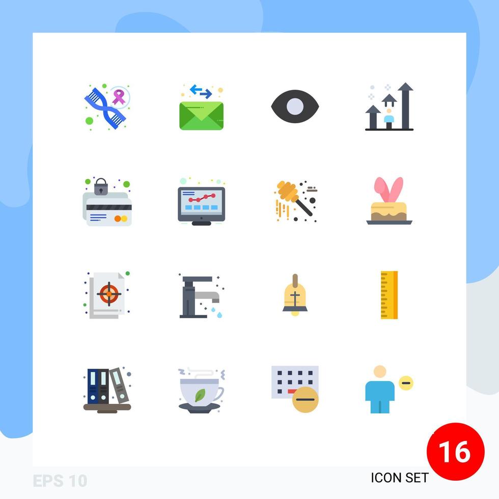16 Thematic Vector Flat Colors and Editable Symbols of protection card security man card protection career Editable Pack of Creative Vector Design Elements