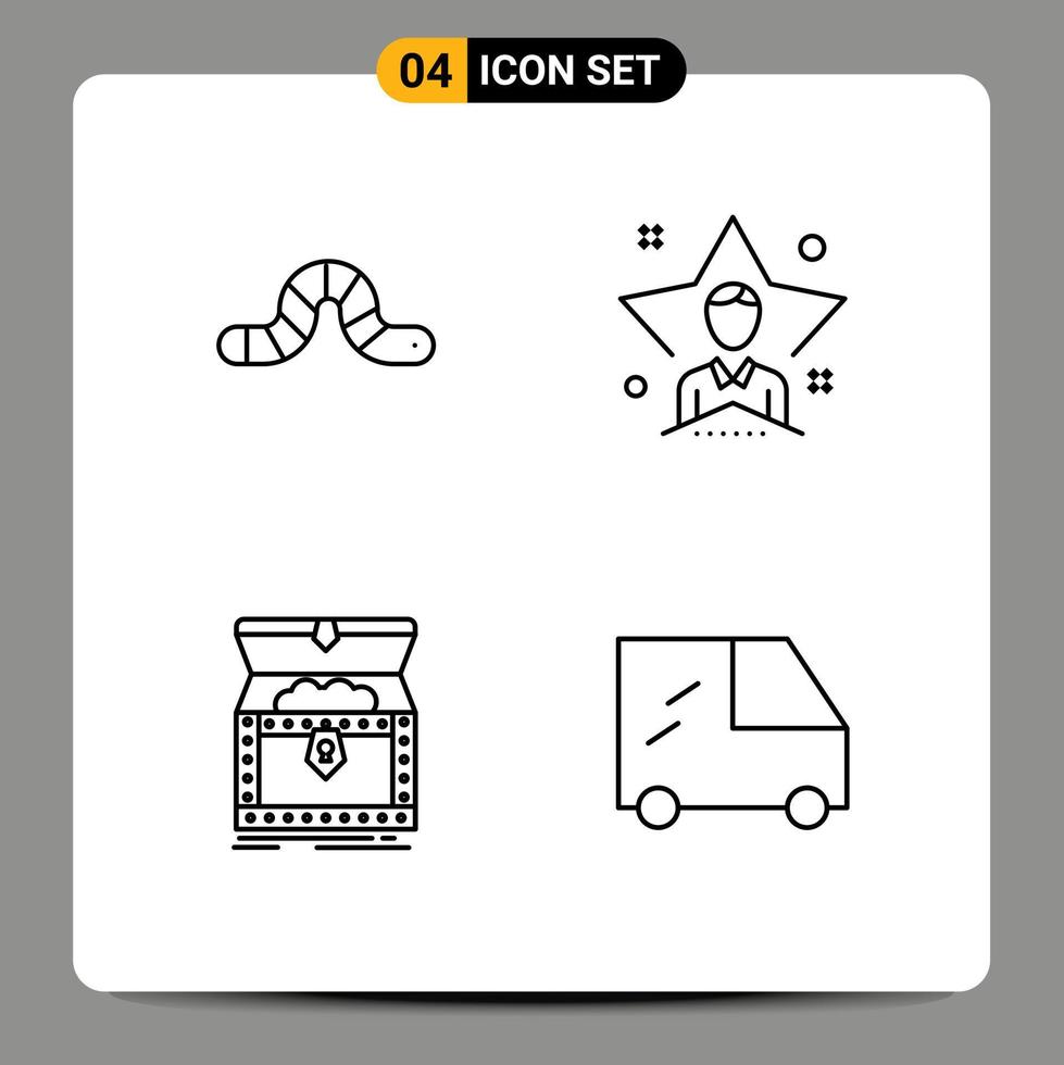 Mobile Interface Line Set of 4 Pictograms of animal box pauropoda user gold Editable Vector Design Elements