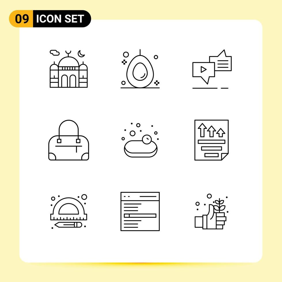Group of 9 Modern Outlines Set for supermarket soup chat fashion speech Editable Vector Design Elements