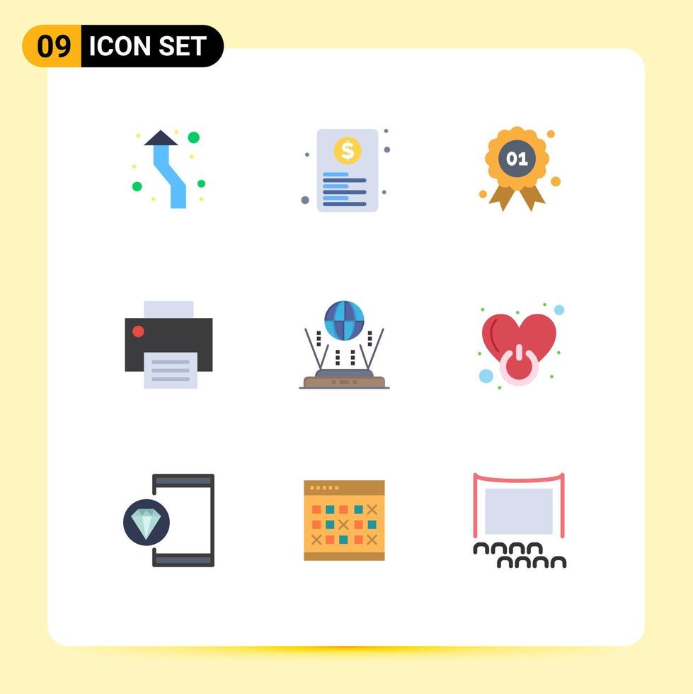 Set of 9 Vector Flat Colors on Grid for hardware devices paper computers quality Editable Vector Design Elements