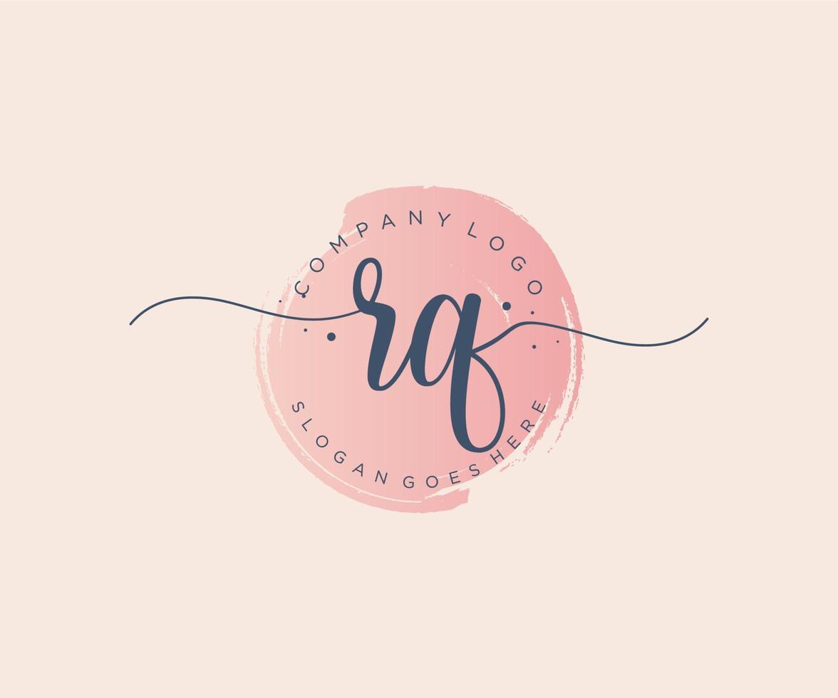 Initial RQ feminine logo. Usable for Nature, Salon, Spa, Cosmetic and Beauty Logos. Flat Vector Logo Design Template Element.