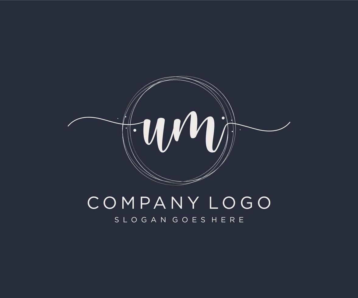 Initial UM feminine logo. Usable for Nature, Salon, Spa, Cosmetic and Beauty Logos. Flat Vector Logo Design Template Element.