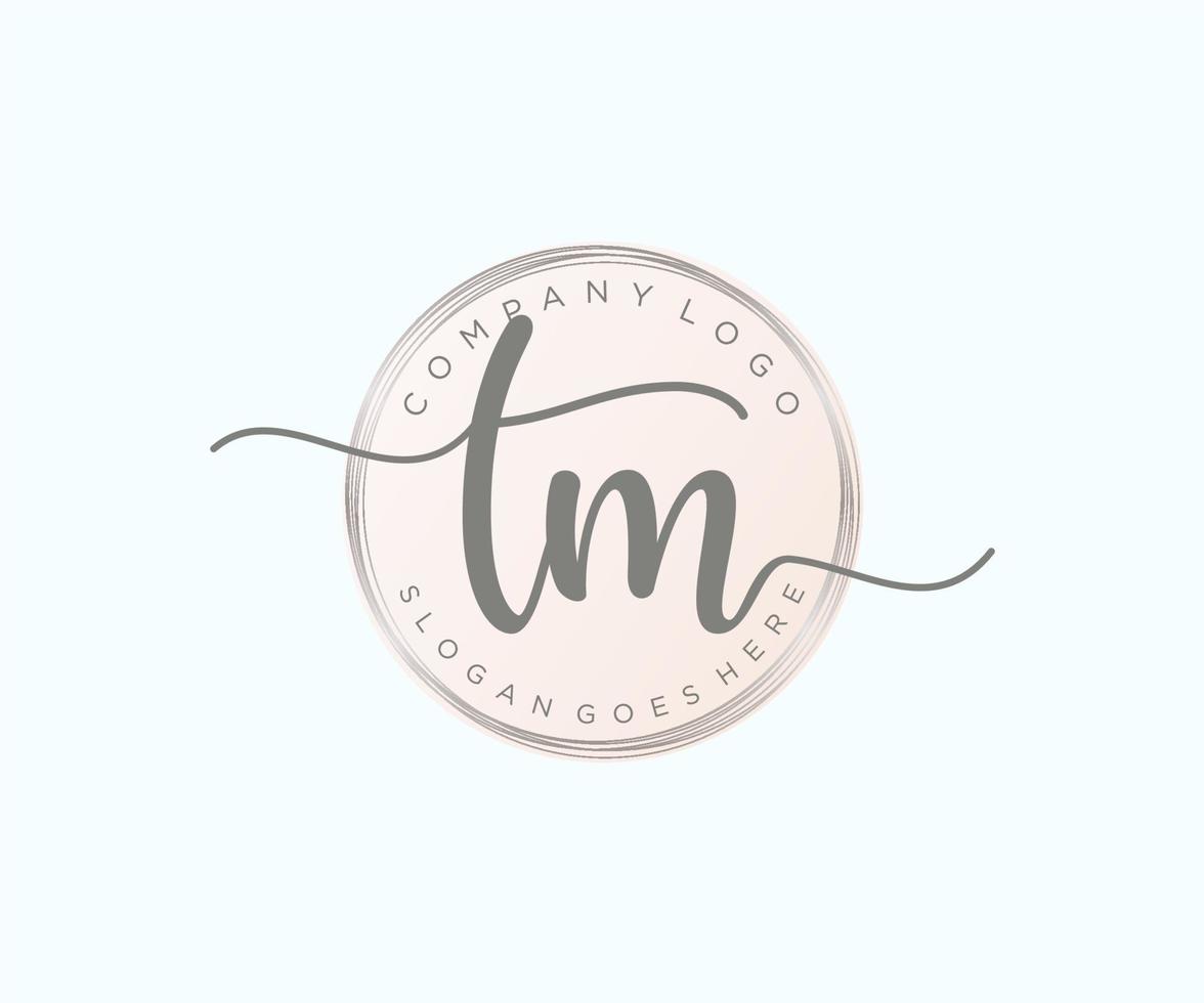 Initial TM feminine logo. Usable for Nature, Salon, Spa, Cosmetic and Beauty Logos. Flat Vector Logo Design Template Element.
