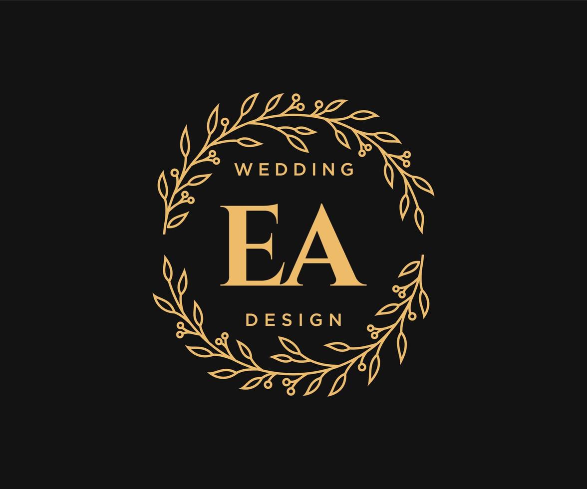 EA Initials letter Wedding monogram logos collection, hand drawn modern minimalistic and floral templates for Invitation cards, Save the Date, elegant identity for restaurant, boutique, cafe in vector