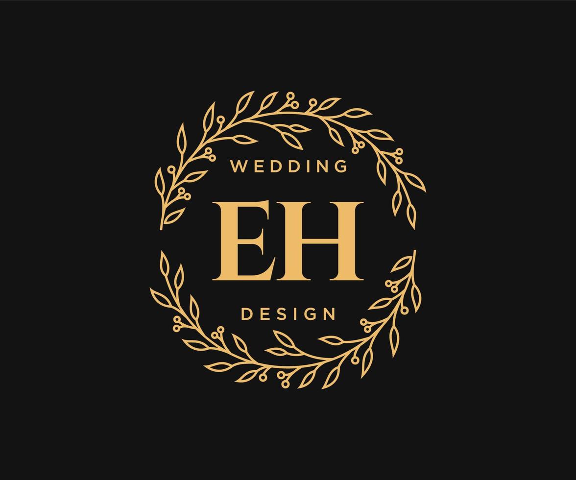 EH Initials letter Wedding monogram logos collection, hand drawn modern minimalistic and floral templates for Invitation cards, Save the Date, elegant identity for restaurant, boutique, cafe in vector