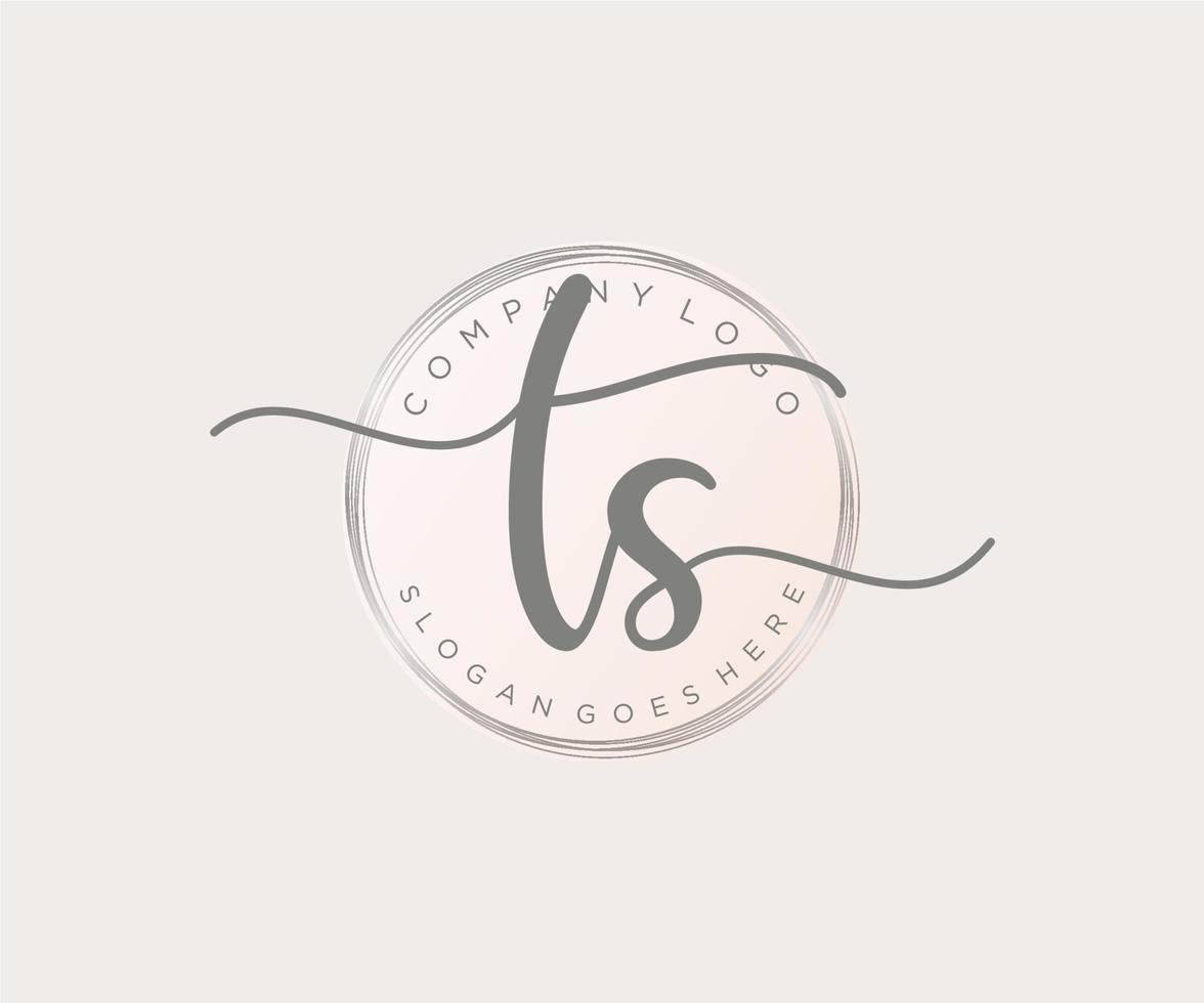 Initial TS feminine logo. Usable for Nature, Salon, Spa, Cosmetic and Beauty Logos. Flat Vector Logo Design Template Element.