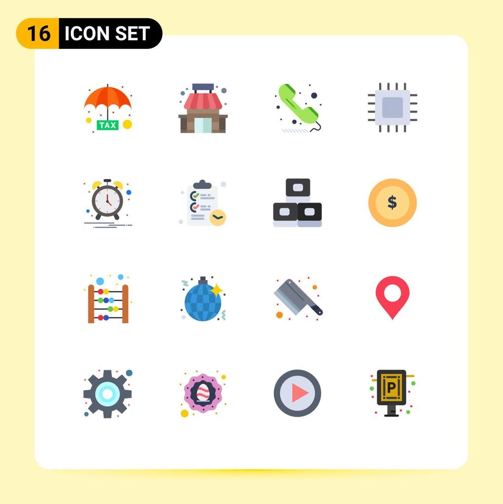 Modern Set of 16 Flat Colors Pictograph of hardware devices call computers telephone Editable Pack of Creative Vector Design Elements