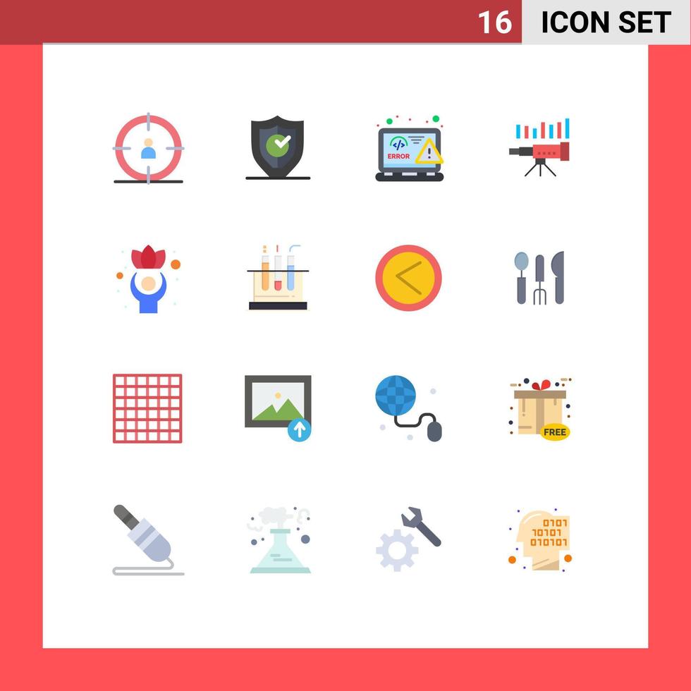 Universal Icon Symbols Group of 16 Modern Flat Colors of market forecast coding business error Editable Pack of Creative Vector Design Elements