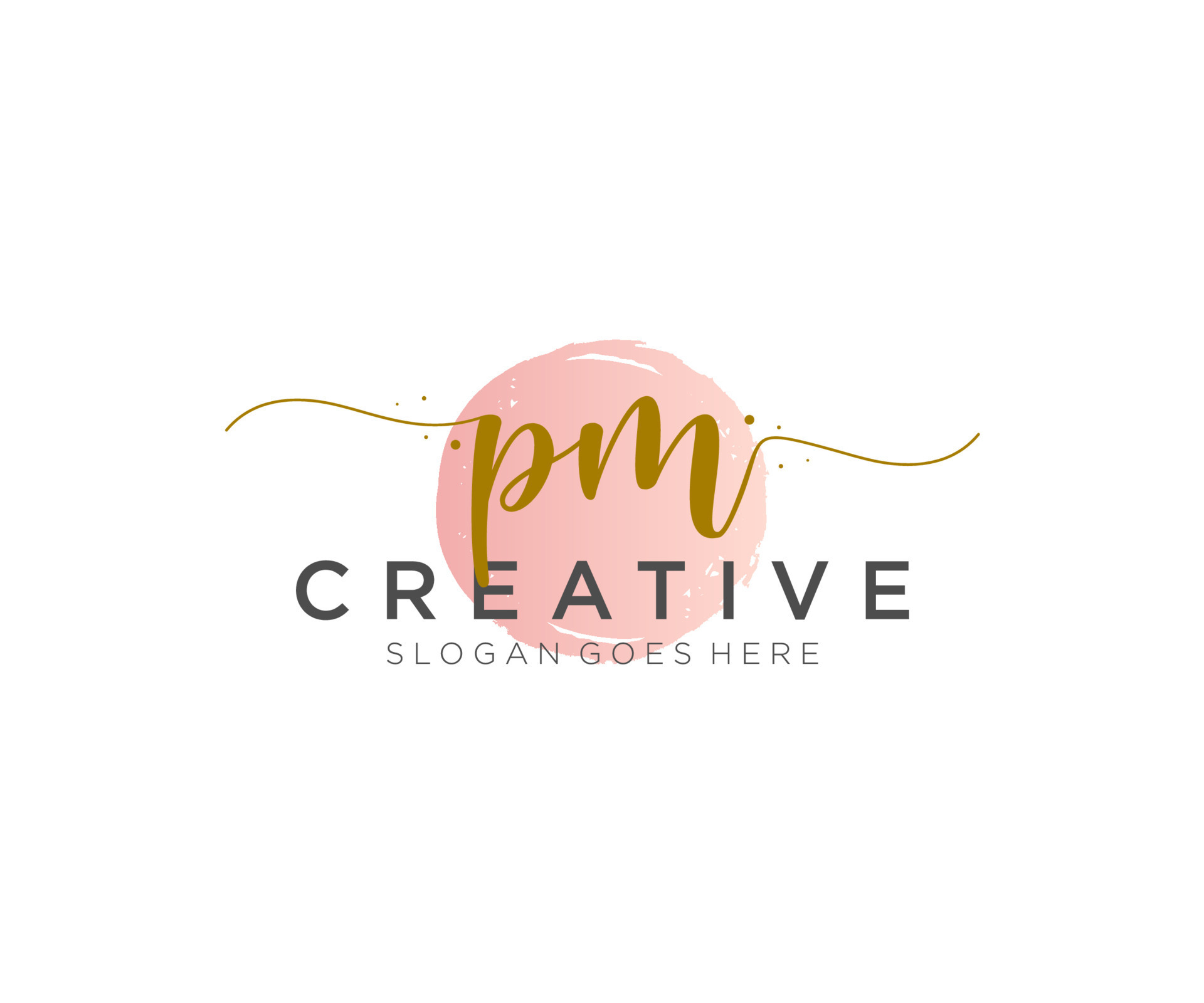 Initial pm beauty monogram and elegant logo design