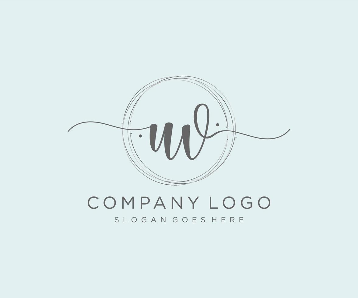 Initial UV feminine logo. Usable for Nature, Salon, Spa, Cosmetic and Beauty Logos. Flat Vector Logo Design Template Element.