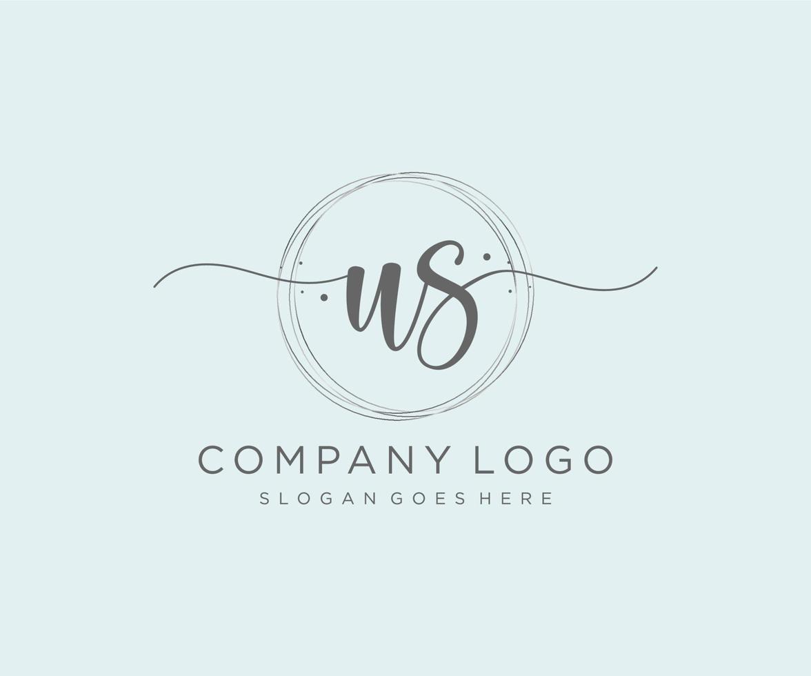 logotipo femenino inicial de nosotros. utilizable para logotipos de naturaleza, salón, spa, cosmética y belleza. elemento de plantilla de diseño de logotipo de vector plano.