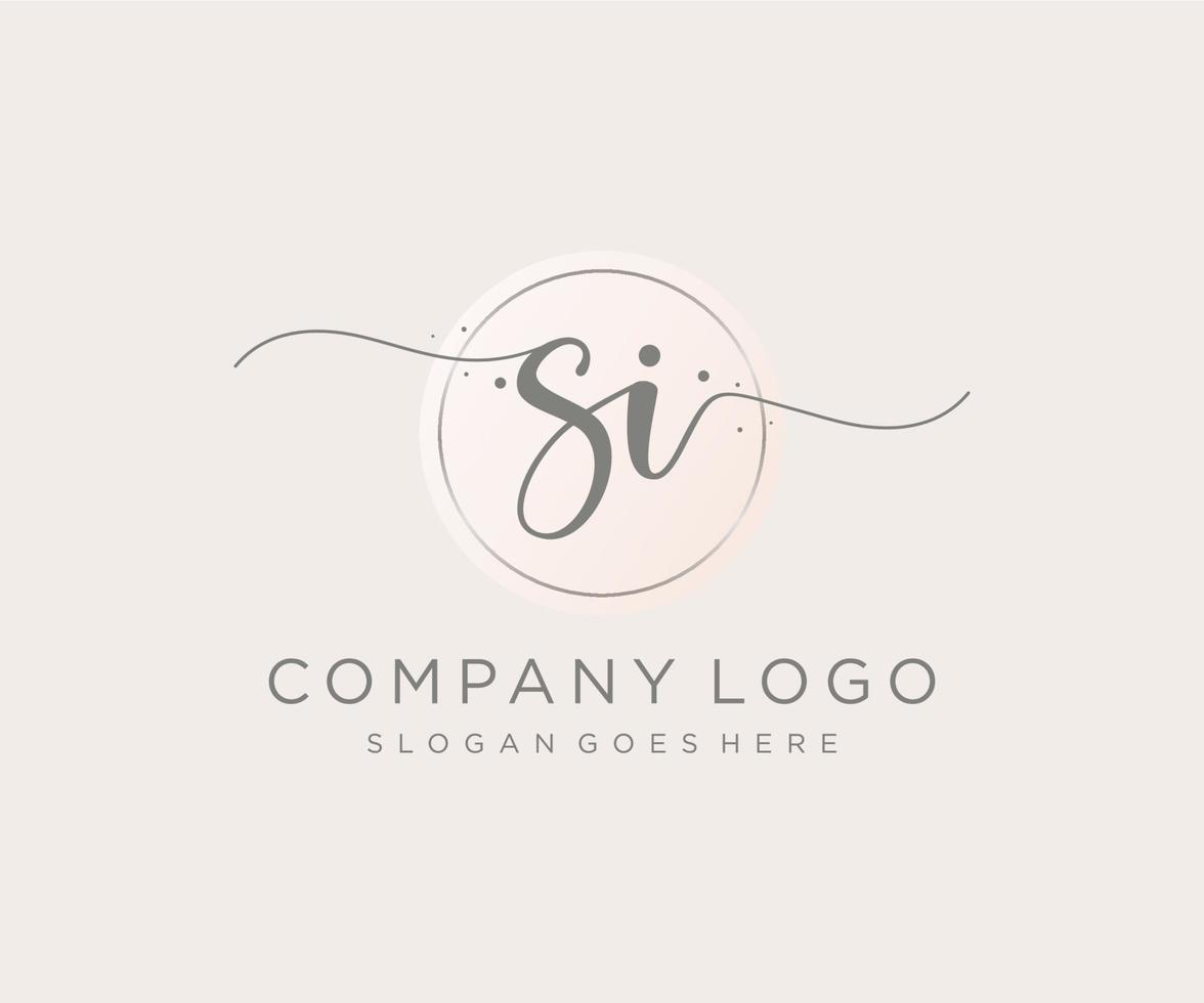 Initial SI feminine logo. Usable for Nature, Salon, Spa, Cosmetic and Beauty Logos. Flat Vector Logo Design Template Element.