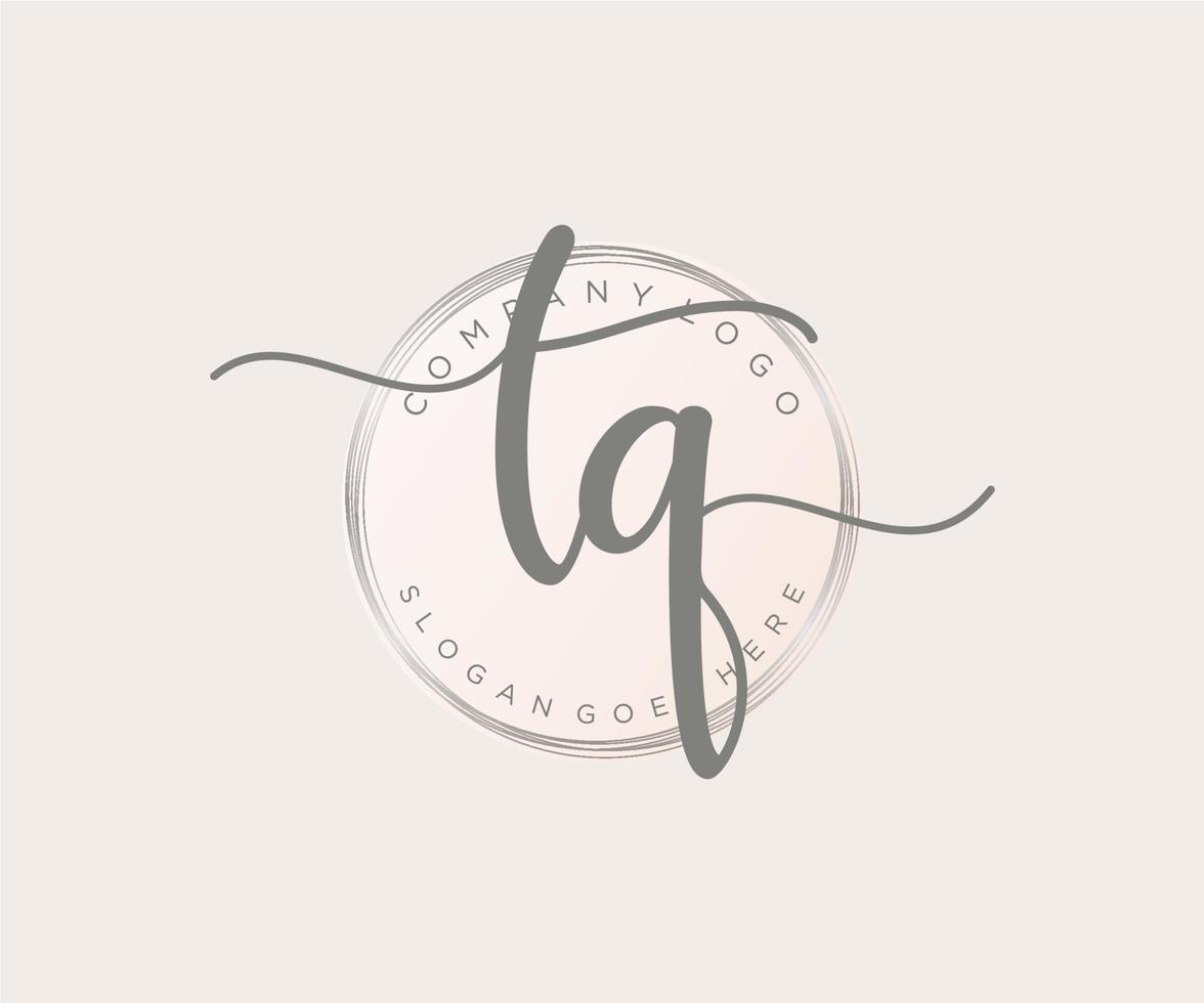 Initial TQ feminine logo. Usable for Nature, Salon, Spa, Cosmetic and Beauty Logos. Flat Vector Logo Design Template Element.