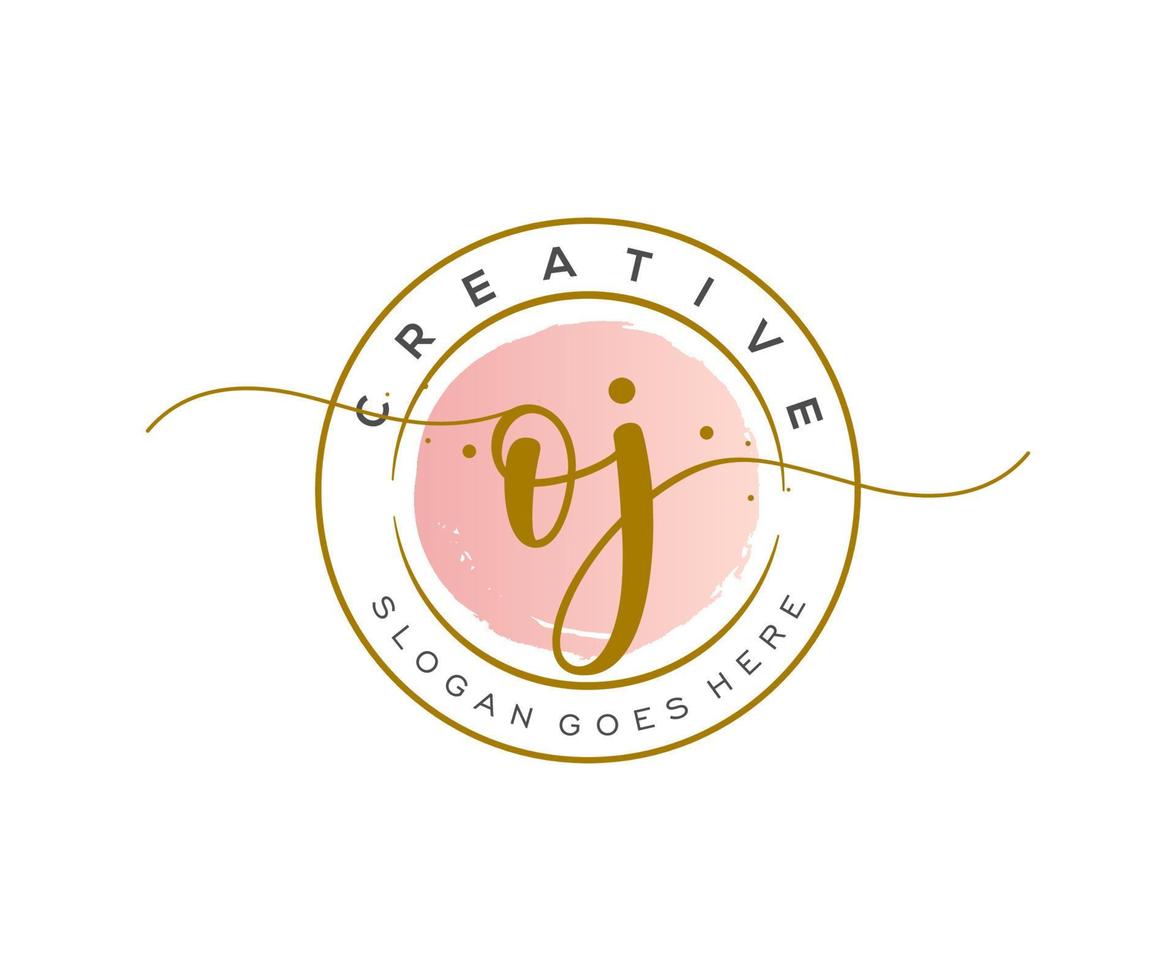 initial OJ Feminine logo beauty monogram and elegant logo design, handwriting logo of initial signature, wedding, fashion, floral and botanical with creative template. vector